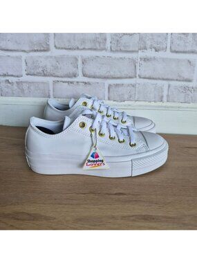 ⭐Rare Converse Lift Platform Leather Low Sz 5 Men's shoes Sneakers White 173159C